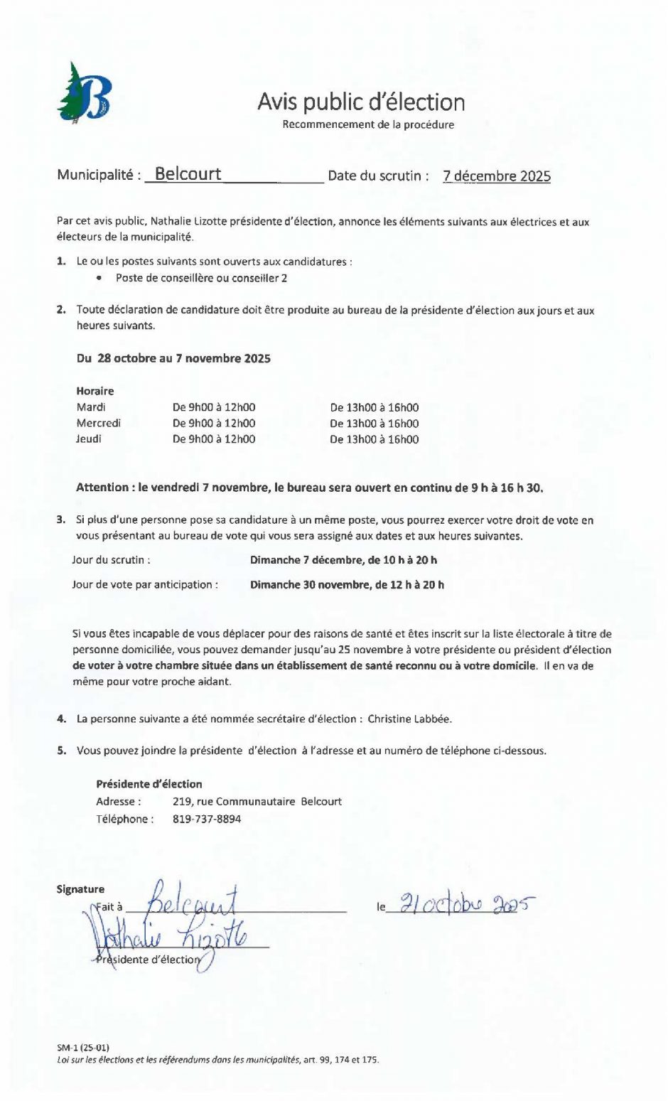 Avis D Élection Sm 1 Recommencement 2025 12 07