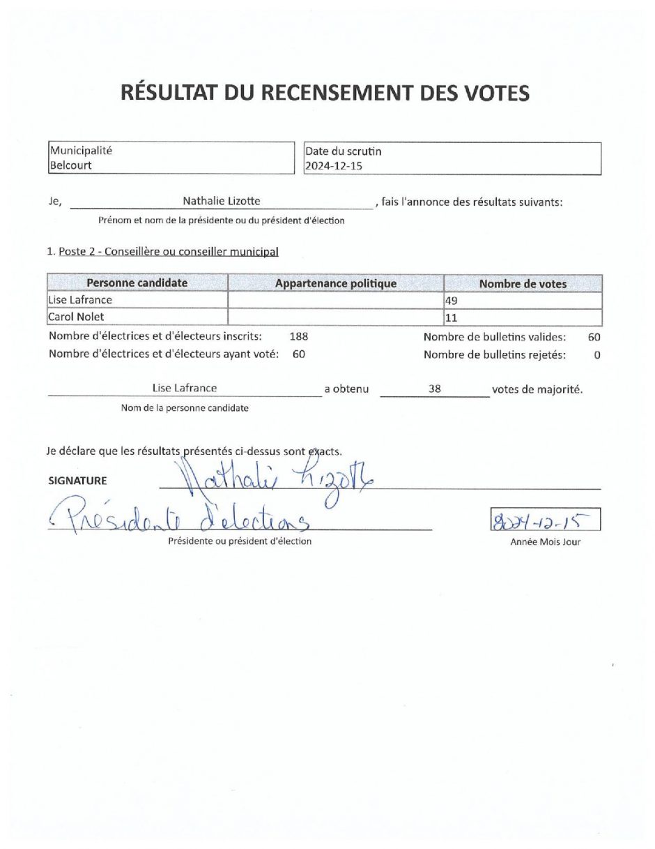 Résultat Recensement Des Votes Page 001